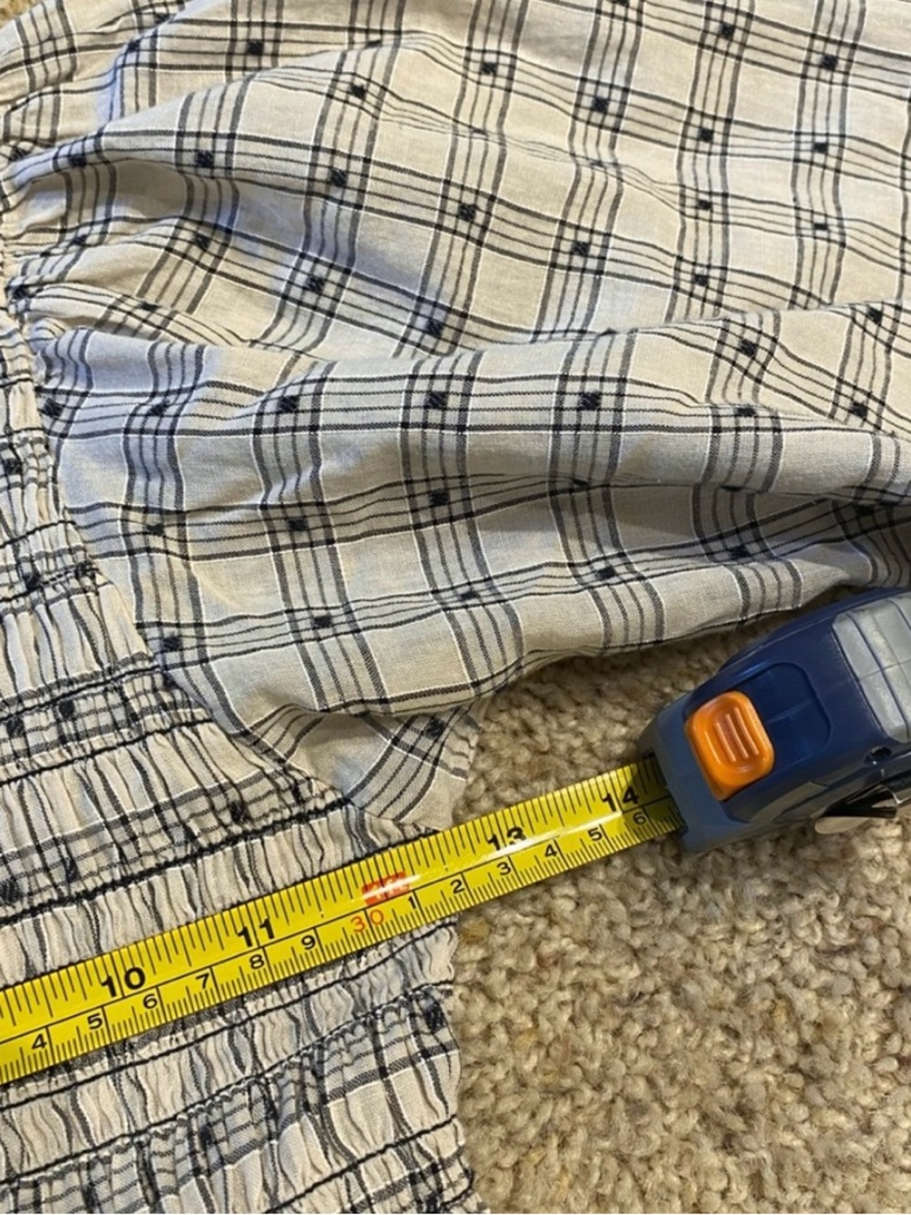 THE GREAT Plaid Midi Long Dress in White Cream Black Cottage core Hill house - Picture 6 of 10